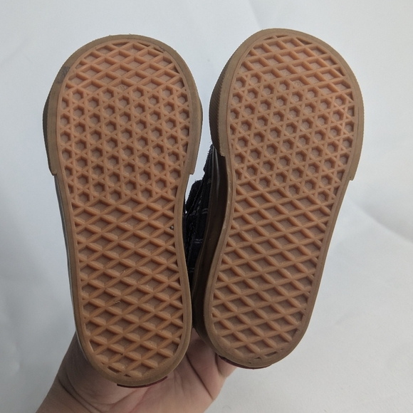 VANS Sk8 Kid Shoes Mid Size 6 Blue Suede Tan Soles 2 Velcros - Picture 9 of 10